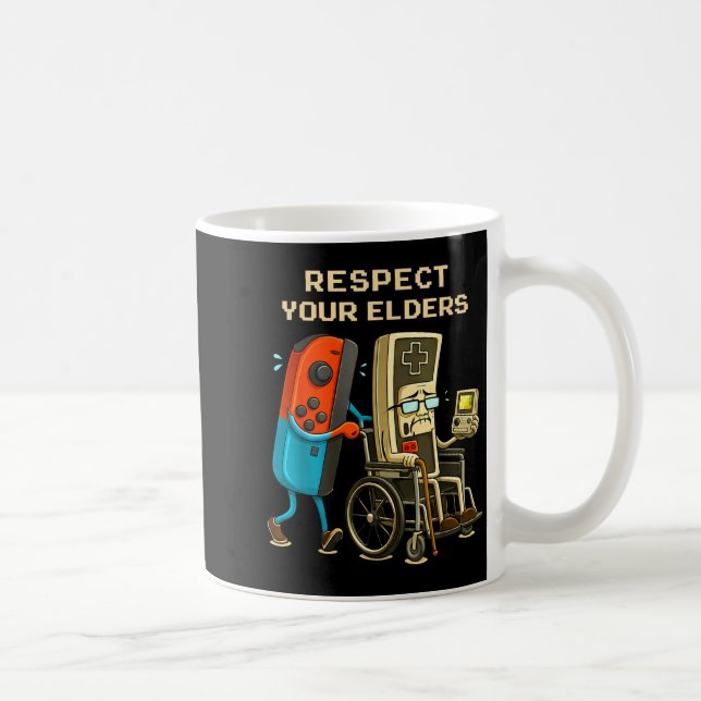 Respect Your Elders Retro Gaming Funny Gamer Contr Coffee Mug (Right)