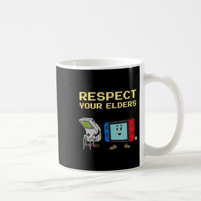 Respect Your Elders Retro Gaming Funny Gamer Contr Coffee Mug (Right)