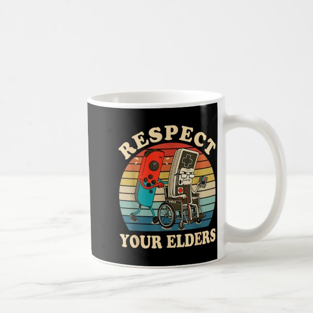 Respect Your Elders Retro Gaming Funny Gamer Contr Coffee Mug (Right)