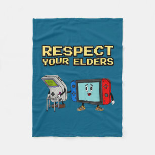 Respect Your Elders Retro Gaming Funny Gamer Contr Fleece Blanket