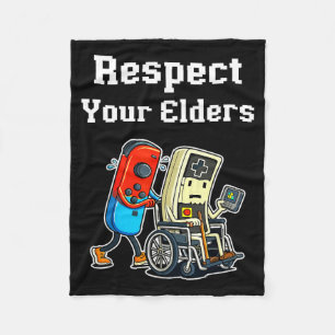 Respect Your Elders Retro Gaming Funny Gamer Contr Fleece Blanket