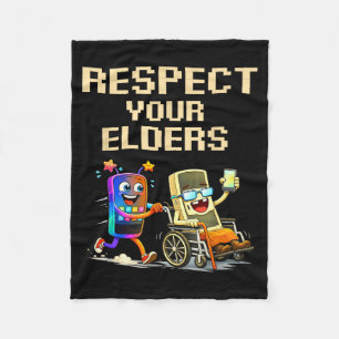 Respect Your Elders Retro Gaming Funny Gamer Contr Fleece Blanket