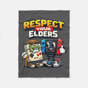Respect Your Elders Retro Gaming Funny Gamer Contr Fleece Blanket