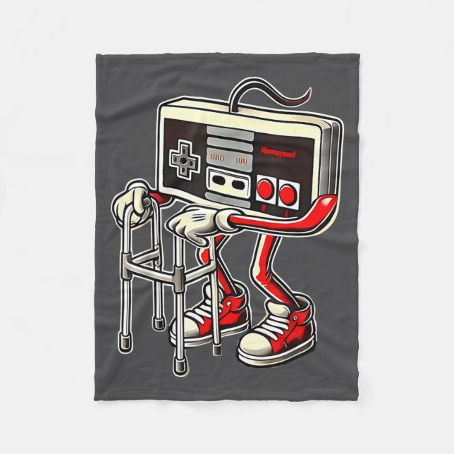Respect Your Elders Retro Gaming Funny Gamer Contr Fleece Blanket (Front)