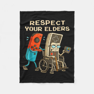 Respect Your Elders Retro Gaming Funny Gamer Contr Fleece Blanket