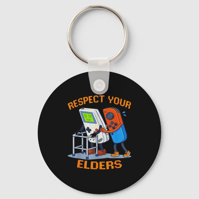 Respect Your Elders Retro Gaming Funny Gamer Contr Key Ring (Front)