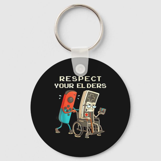 Respect Your Elders Retro Gaming Funny Gamer Contr Key Ring (Front)