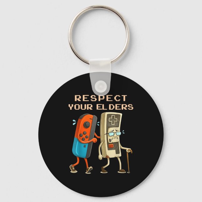 Respect Your Elders Retro Gaming Funny Gamer Contr Key Ring (Front)