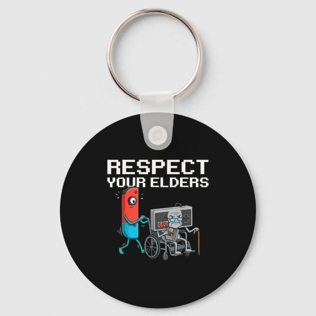 Respect Your Elders Retro Gaming Funny Gamer Contr Key Ring (Front)