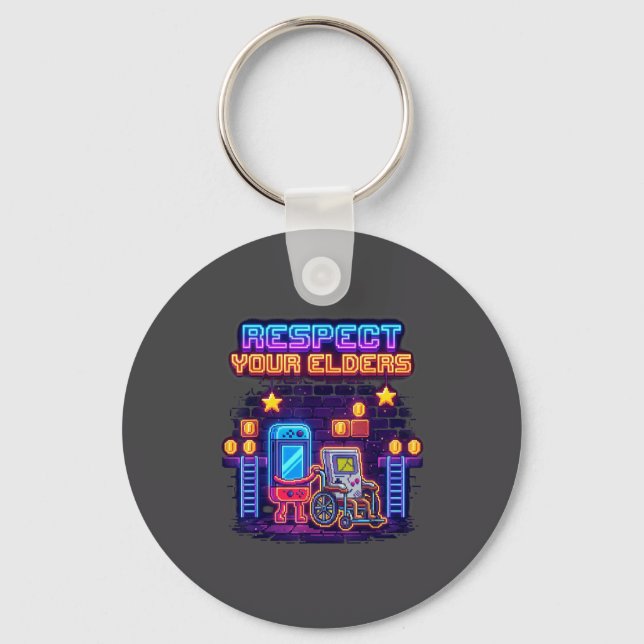 Respect Your Elders Retro Gaming Funny Gamer Contr Key Ring (Front)