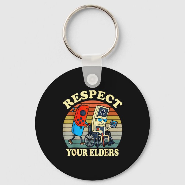 Respect Your Elders Retro Gaming Funny Gamer Contr Key Ring (Front)