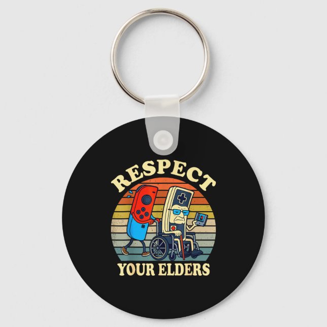 Respect Your Elders Retro Gaming Funny Gamer Contr Key Ring (Front)