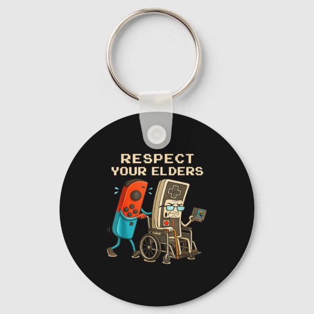 Respect Your Elders Retro Gaming Funny Gamer Contr Key Ring (Front)