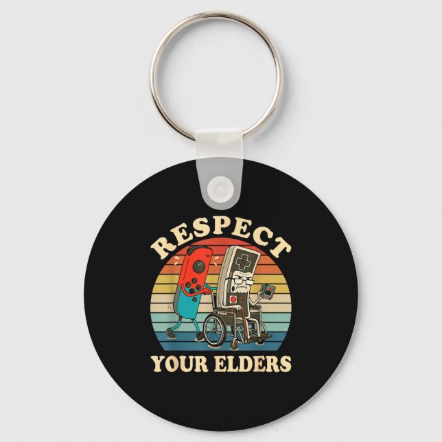 Respect Your Elders Retro Gaming Funny Gamer Contr Key Ring (Front)
