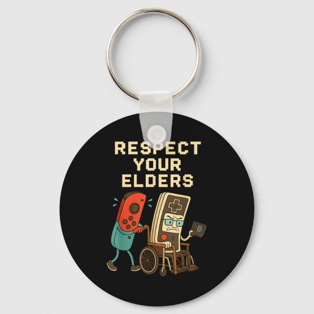 Respect Your Elders Retro Gaming Funny Gamer Contr Key Ring (Front)