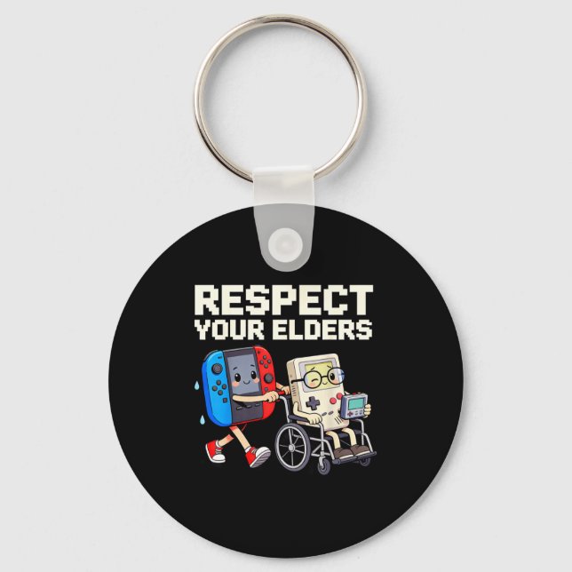 Respect Your Elders Retro Gaming Funny Gamer Contr Key Ring (Front)