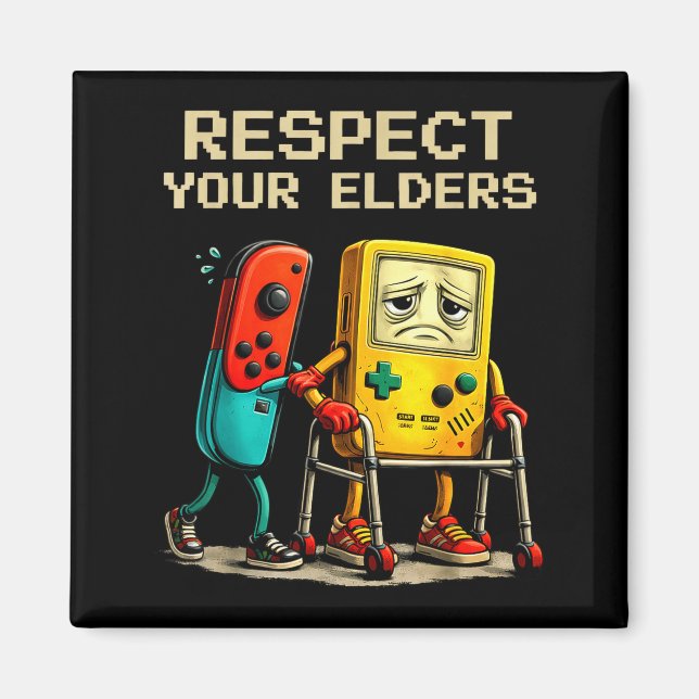 Respect Your Elders Retro Gaming Funny Gamer Contr Magnet (Front)