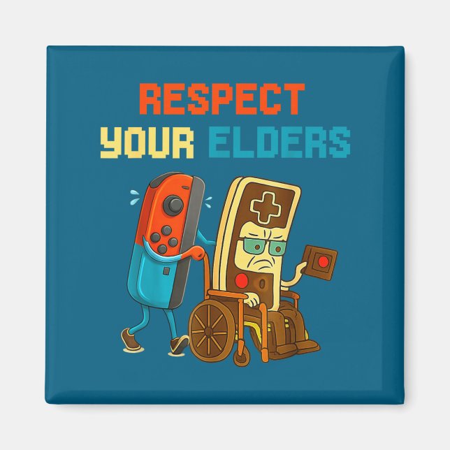 Respect Your Elders Retro Gaming Funny Gamer Contr Magnet (Front)