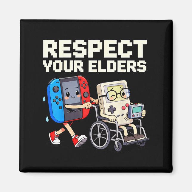 Respect Your Elders Retro Gaming Funny Gamer Contr Magnet (Front)