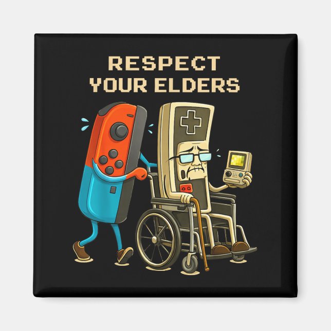 Respect Your Elders Retro Gaming Funny Gamer Contr Magnet (Front)