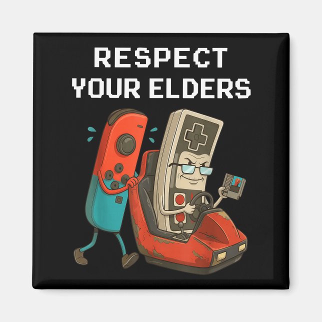Respect Your Elders Retro Gaming Funny Gamer Contr Magnet (Front)