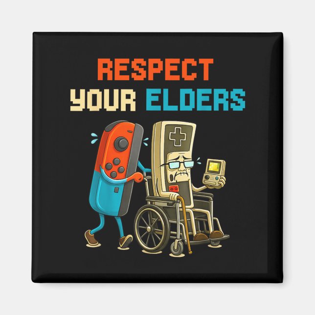 Respect Your Elders Retro Gaming Funny Gamer Contr Magnet (Front)