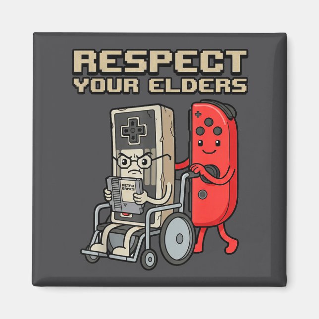 Respect Your Elders Retro Gaming Funny Gamer Contr Magnet (Front)