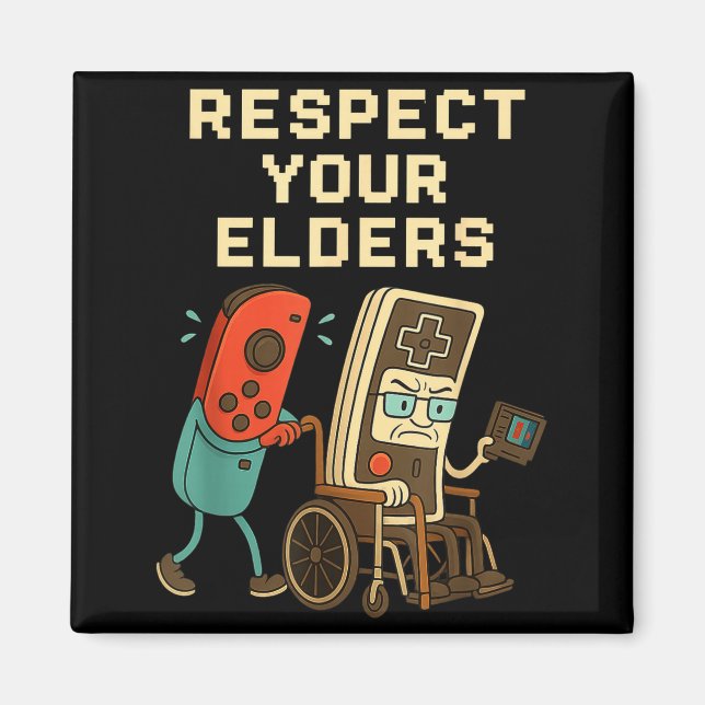 Respect Your Elders Retro Gaming Funny Gamer Contr Magnet (Front)