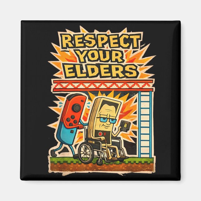Respect Your Elders Retro Gaming Funny Gamer Contr Magnet (Front)