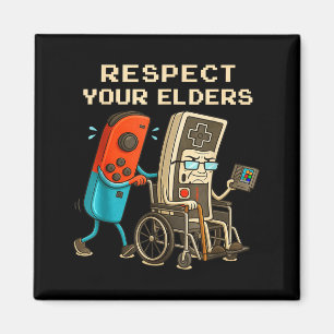 Respect Your Elders Retro Gaming Funny Gamer Contr Magnet