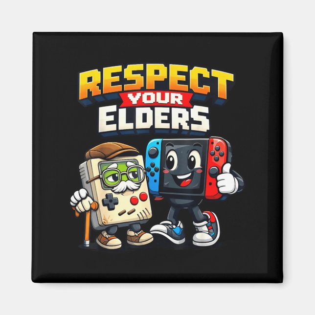 Respect Your Elders Retro Gaming Funny Gamer Contr Magnet (Front)