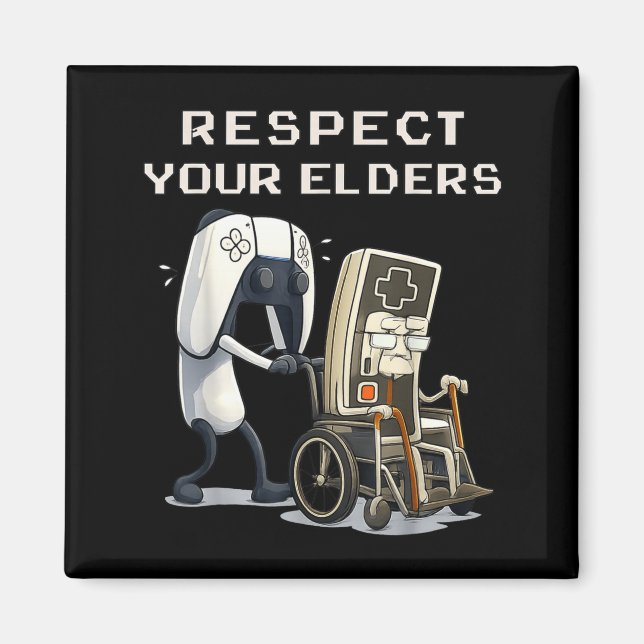 Respect Your Elders Retro Gaming Funny Gamer Contr Magnet (Front)