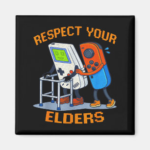 Respect Your Elders Retro Gaming Funny Gamer Contr Magnet