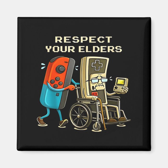 Respect Your Elders Retro Gaming Funny Gamer Contr Magnet (Front)