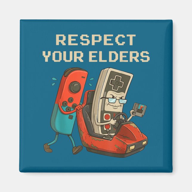 Respect Your Elders Retro Gaming Funny Gamer Contr Magnet (Front)