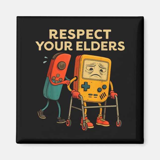 Respect Your Elders Retro Gaming Funny Gamer Contr Magnet (Front)