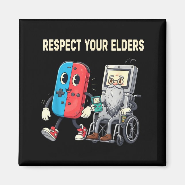 Respect Your Elders Retro Gaming Funny Gamer Contr Magnet (Front)