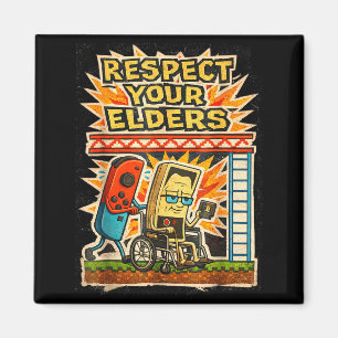 Respect Your Elders Retro Gaming Funny Gamer Contr Magnet