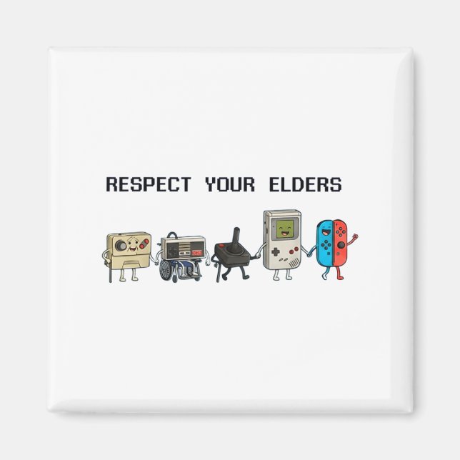 Respect Your Elders Retro Gaming Funny Gamer Contr Magnet (Front)