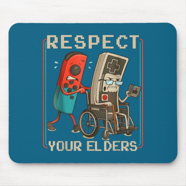 Respect Your Elders Retro Gaming Funny Gamer Contr Mouse Mat (Front)
