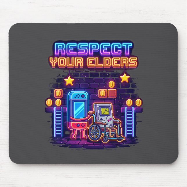 Respect Your Elders Retro Gaming Funny Gamer Contr Mouse Mat (Front)