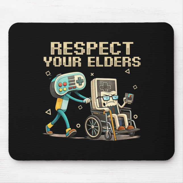 Respect Your Elders Retro Gaming Funny Gamer Contr Mouse Mat (Front)