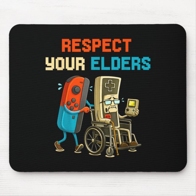 Respect Your Elders Retro Gaming Funny Gamer Contr Mouse Mat (Front)