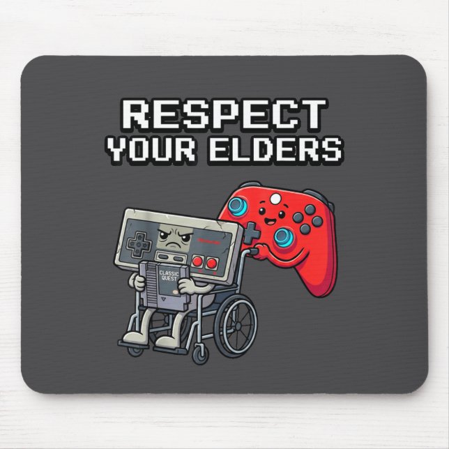 Respect Your Elders Retro Gaming Funny Gamer Contr Mouse Mat (Front)