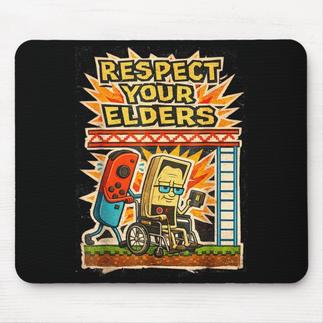 Respect Your Elders Retro Gaming Funny Gamer Contr Mouse Mat (Front)