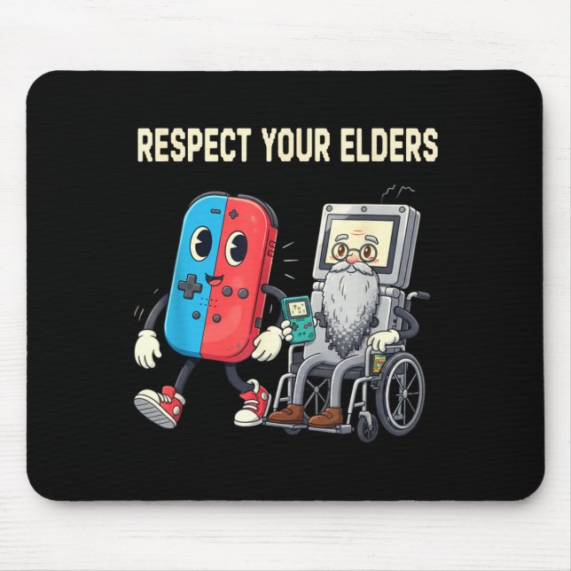 Respect Your Elders Retro Gaming Funny Gamer Contr Mouse Mat (Front)