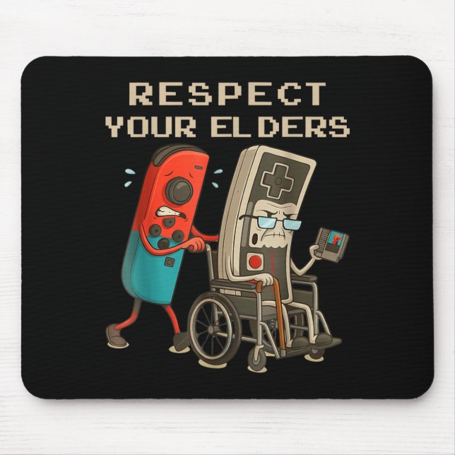 Respect Your Elders Retro Gaming Funny Gamer Contr Mouse Mat (Front)