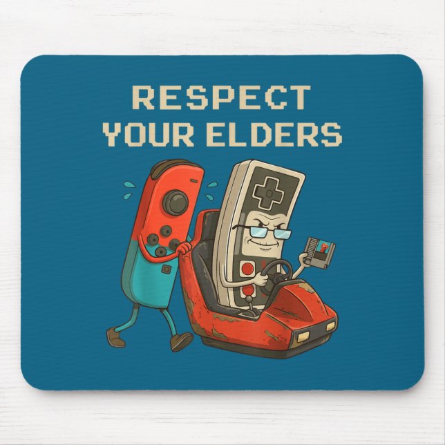 Respect Your Elders Retro Gaming Funny Gamer Contr Mouse Mat (Front)