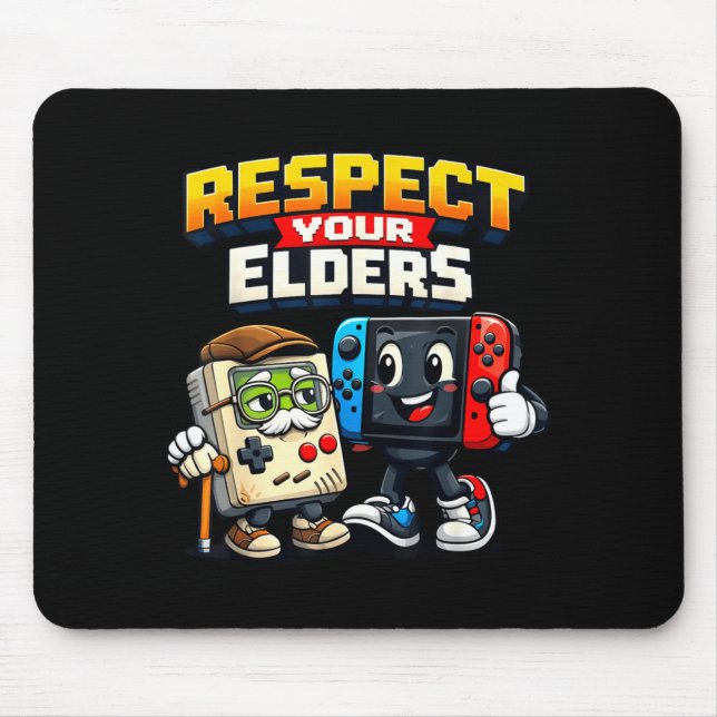 Respect Your Elders Retro Gaming Funny Gamer Contr Mouse Mat (Front)