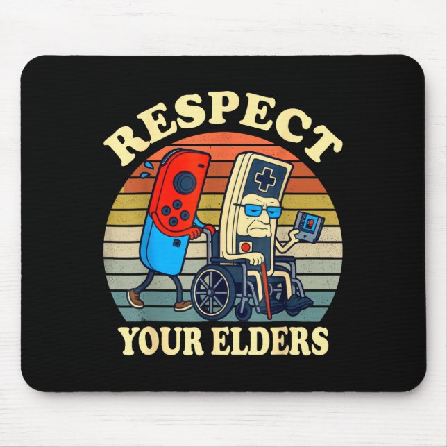 Respect Your Elders Retro Gaming Funny Gamer Contr Mouse Mat (Front)